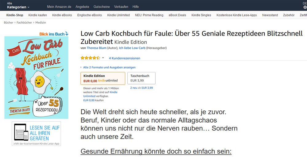 Low Carb Kochbuch gratis