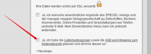 Siegel Geschichte Auszug vom Bestellformular