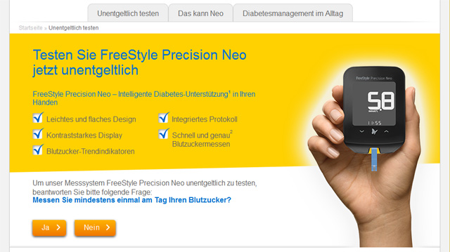 FreeStyle Precision Neo: Neues Blutzuckermessegerät kostenlos bestellen