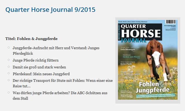 Für Pferdeliebhaber: 1 Ausgabe Quarter Horse Journal kostenlos lesen