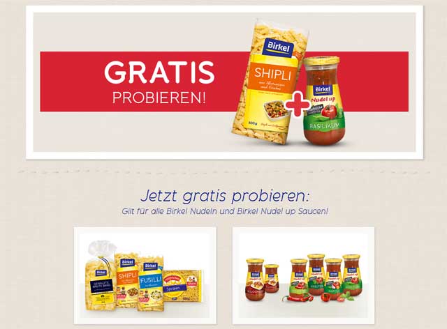 Birkel Nudeln und Sauce kostenlos dank Geld-zurück-Aktion
