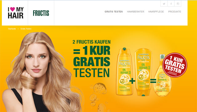 Garnier Fructis Haarkur kostenlos testen