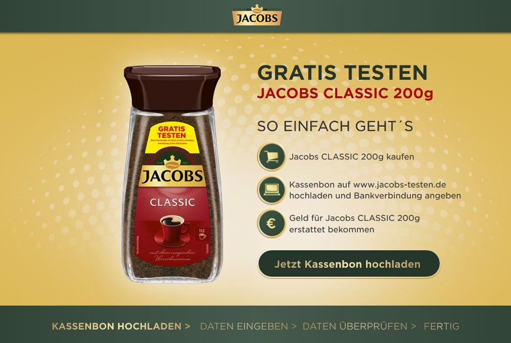 Jacobs Kaffee gratis testen